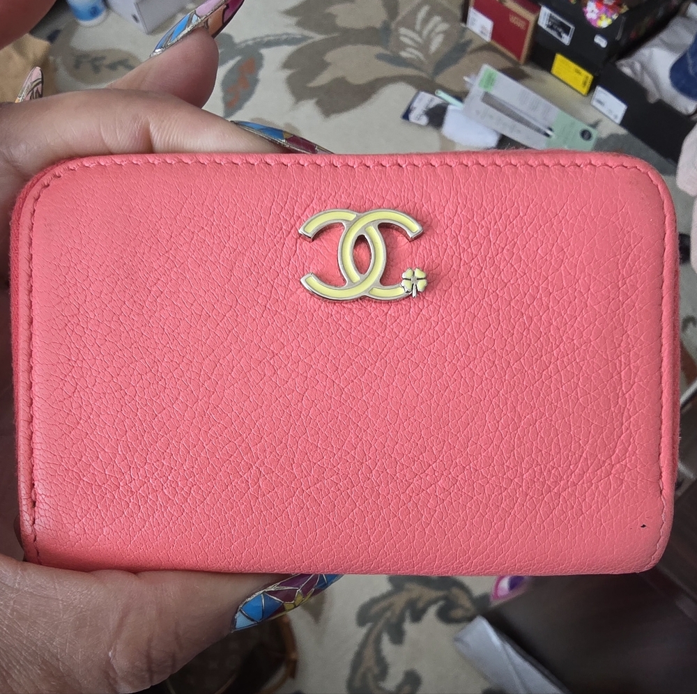 Chanel Pink Leather Card Holder